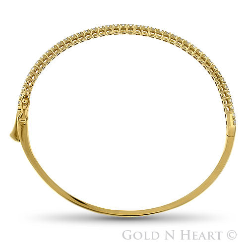Yellow Gold Diamond Line Bangle Bracelet