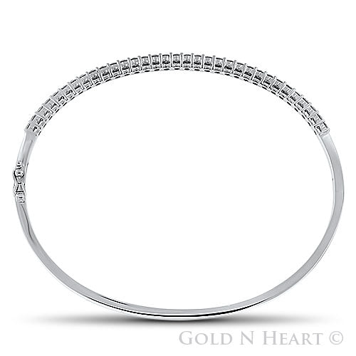 White Gold Diamond Line Bangle 18K
