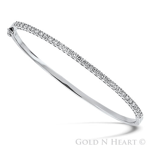 White Gold Diamond Line Bangle 18K