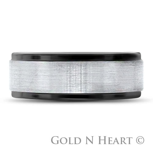 Tungsten 7.5mm Black and Gun Metal Grey Wedding Band