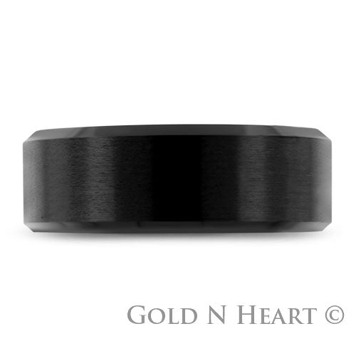 Beveled Midnight Black 8mm Titanium Wedding Band