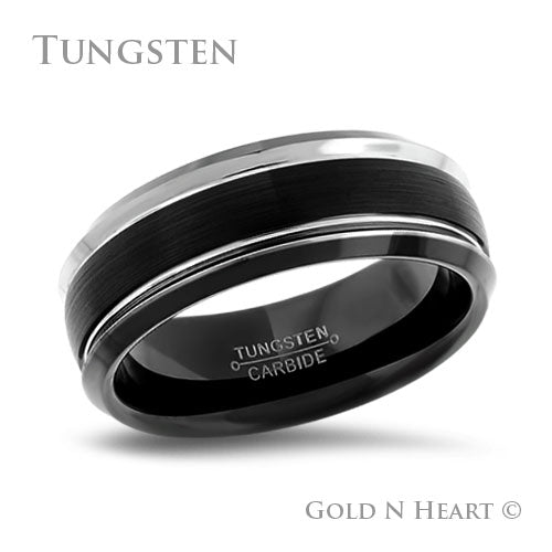 Black Tungsten With High Polished Grooves