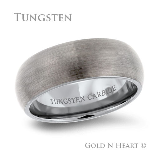 Brushed Domed Gun Metal Tungsten Wedding Band