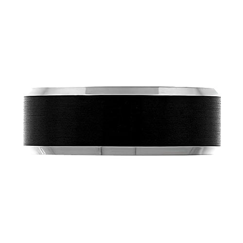 Black Tungsten Wedding Band with Polished Beveled Edge
