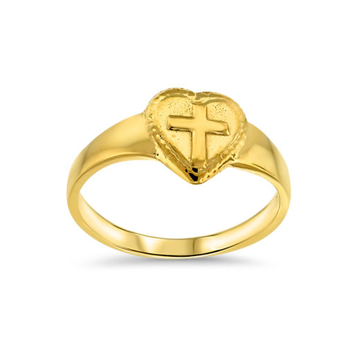 Heart Shape Faith Ring With Cross