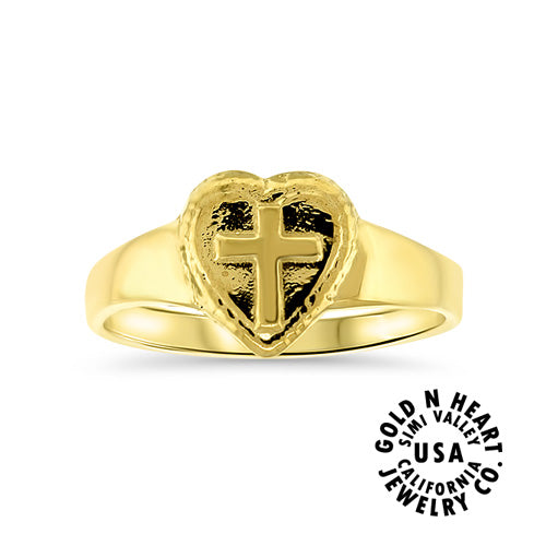 Heart Shape Faith Ring With Cross