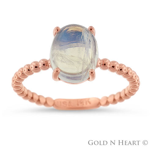 Moonstone Solitaire Ring in 14k Rose Gold
