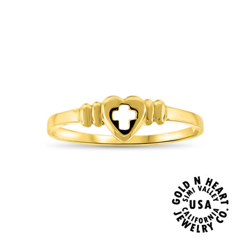 Small Heart Ring with Cross
