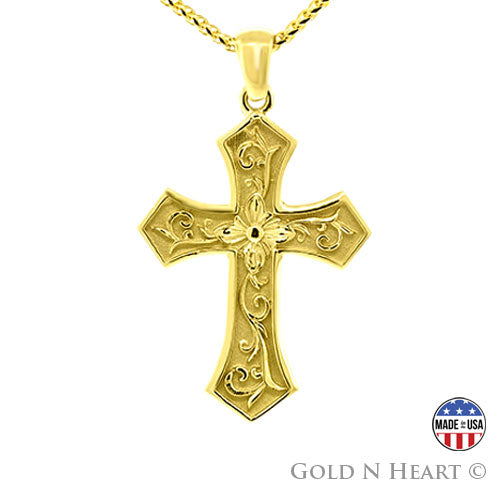 Ladies Floral Motif Cross Pendant