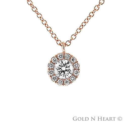 Diamond Cluster Rose Gold Necklace