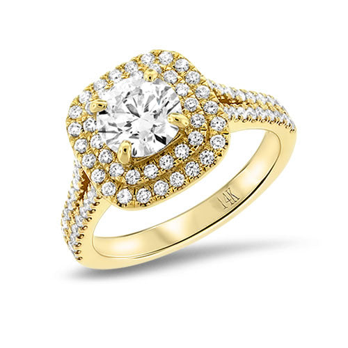 Double Halo Diamond Engagement Ring with 1ct Certified Lab Created Center Diamond