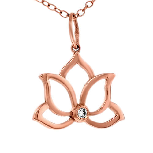 Lotus Pendant in Rose Gold with Diamond