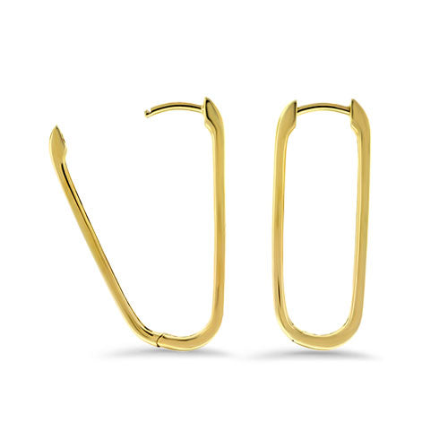 Paperclip Diamond Hoops in 14k Yellow Gold