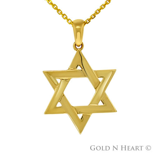 Solid 14K Medium Star of David Pendant