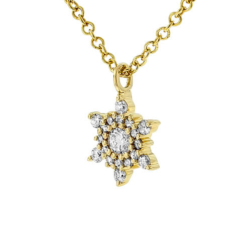Star of David Diamond Necklace in 14K Yellow Gold