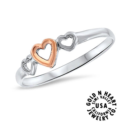 Rose & White Gold Heart Ring